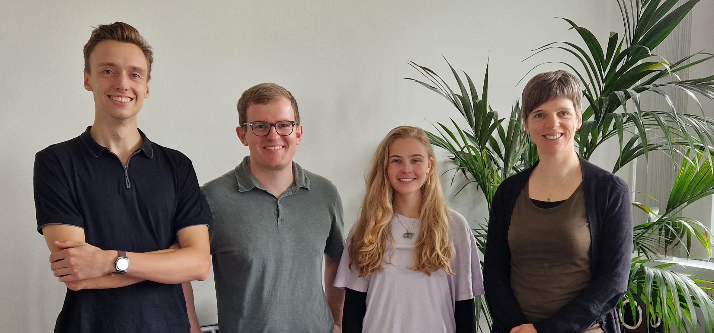 The last meeting with the supervisors and the head of the institute after a successful collaboration. (from lefDaniel Esau, Cedric Großelindemann, Elizabeth Katzman, and Prof. Dr.-Ing. Ulrike Krewer (from left to right)